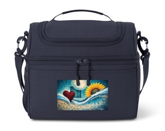 Bolsa térmica/bolso de almuerzo con diseño de girasol y ola de corazón