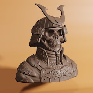 Samurajskalle STL-fil - Detaljerad hjälm 3D-utskriftsmodell, digital skulptur för bordsskiva, cosplay, dekor och samlarfigur