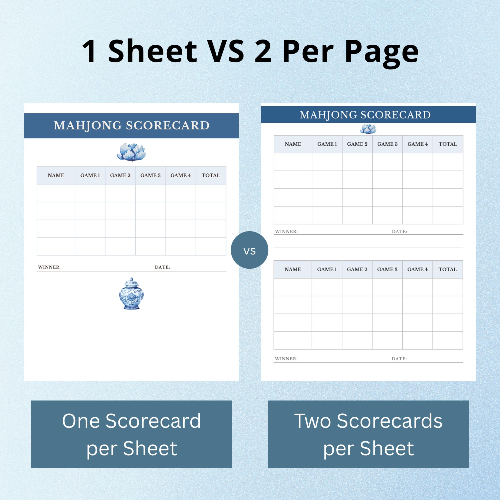 Mahjong Score Card.pdf Mahjong Scorecard Printable - Blue Chinoiserie Mahjong Score Sheet ...