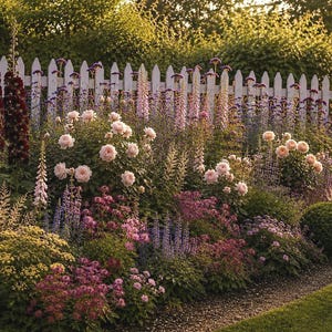 Romantic English Cottage Border Plan - Naturalistic Planting Design (3m x 1.5m) | Digital PDF