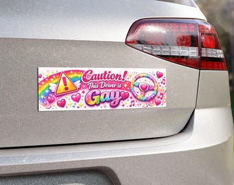 Let op: deze bestuurder is een vrolijke automagneet | Grappige LGBTQ Pride-bumpersticker