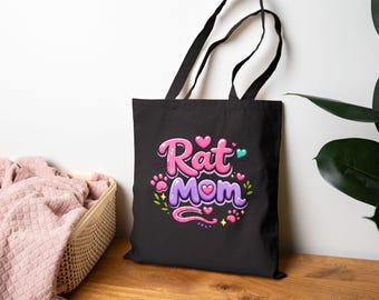 Bolsa de tela con ilustración de mamá rata / Regalo para dueños de mascotas en lona 100 % algodón