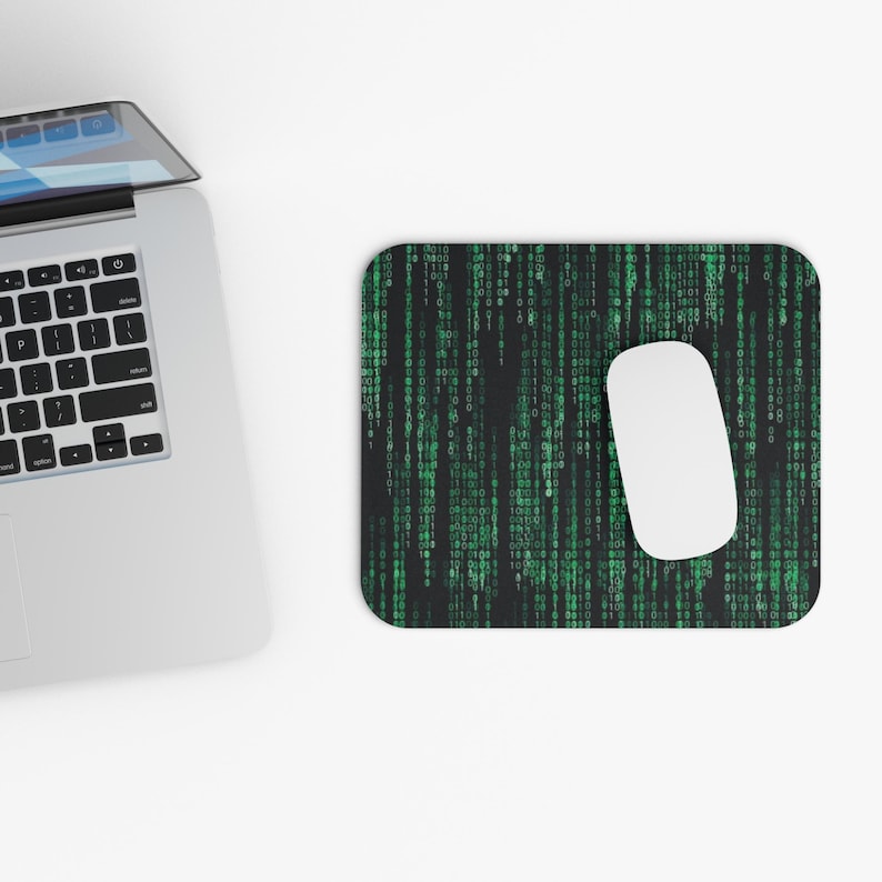Matrix Inspired Binary Code Rain Mouse Pad image 1