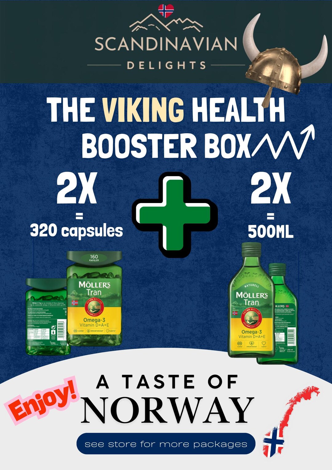 Viking Health Booster Box: 2x Omega-3 Capsules, 2x Cod Liver Oil ...