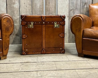 Antique Leather box - Occasional End Table - luxury storage