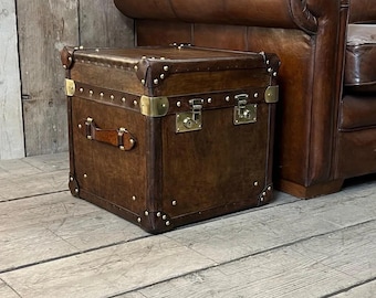 Leather Luxury Trunk - custom English handmade - bespoke steamer style