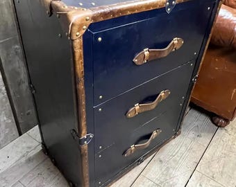 Mesa auxiliar azul marino - lujosa fabricación inglesa a medida - juego de cajones a medida