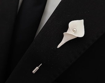Calla Lilie Boutonniere | Benutzerdefinierte Farbe Hochzeit Anstecknadel