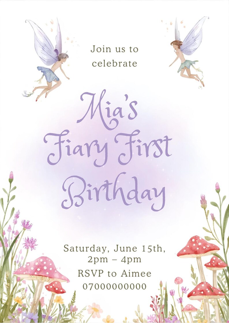 Fairy First Birthday Invitation - Etsy