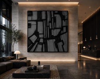 MONOLITH GRID – Svart & Grå Abstrakt Geometrisk