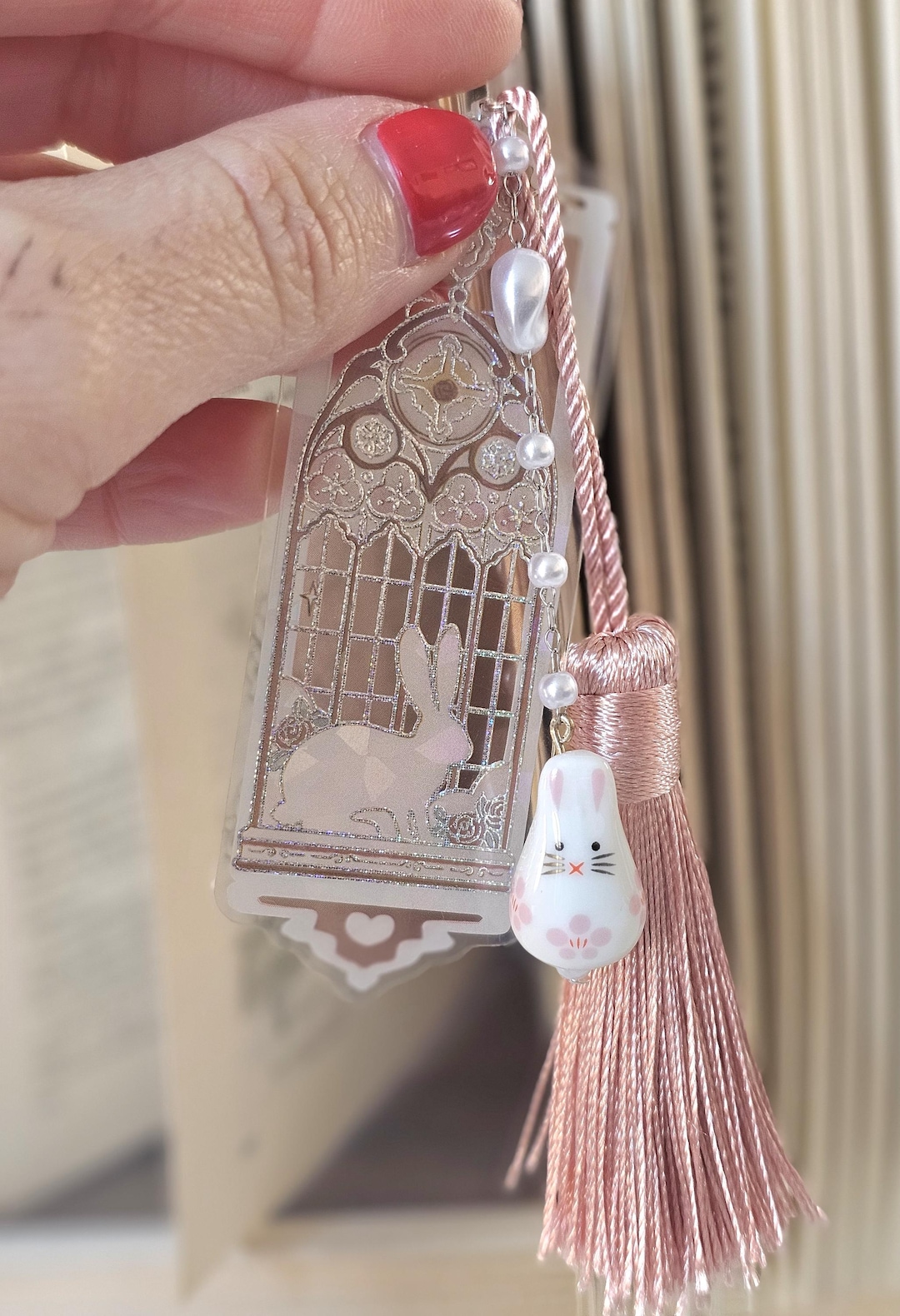 Ceramic Bunny Bookmark, Pink Tassel Bookmark, Rabbit Book Lover Gift ...