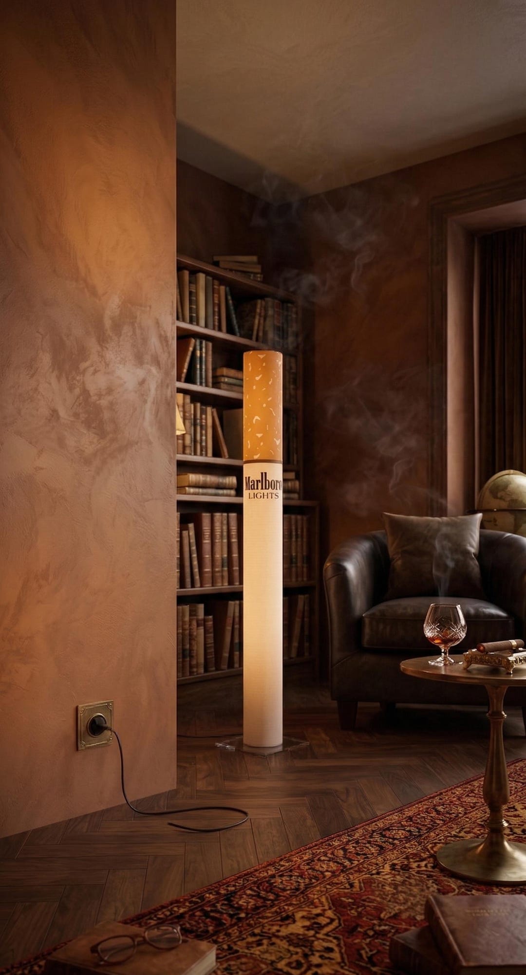 Giant Cigarette Floor Lamp - Retro Pop Art Decor - Unique Acrylic Lighting  for Man Cave, Bar & Studio - No.01 Nights Designer Ambient Lamp