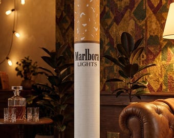 marlboro cigarette light lamp floor lamp, retro vintage cigarette, mid-century AIN'T NO TRASH