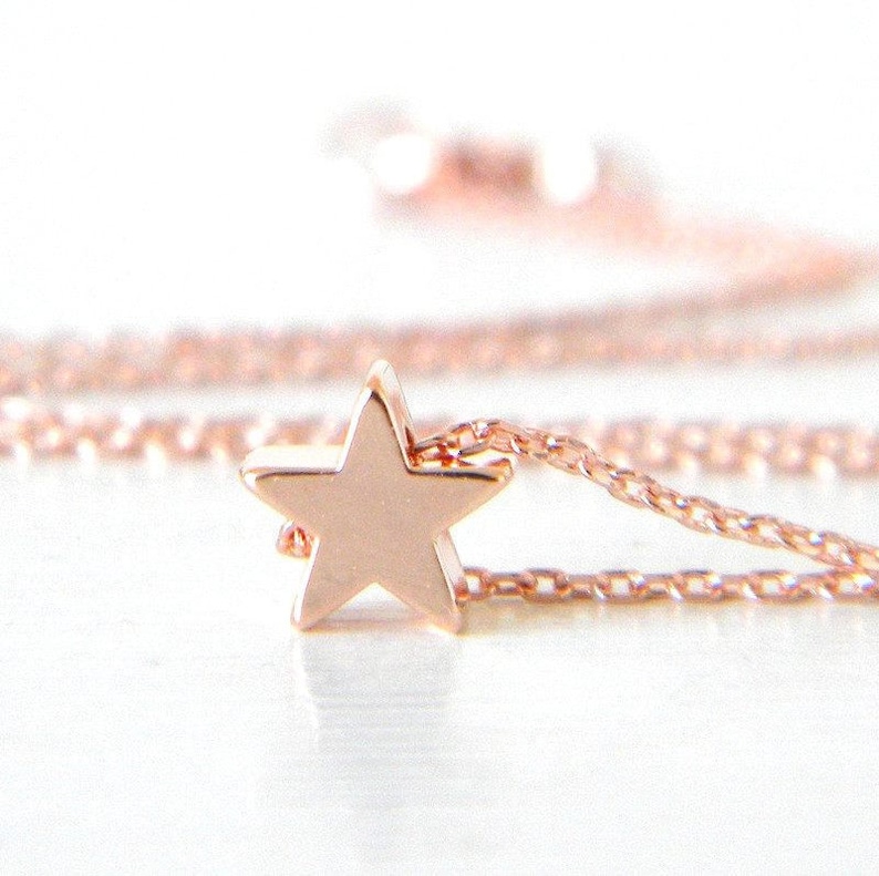 Mini Gold Star Pendant Silver or Rose Gold Star Choker in Gold Dainty Celestial Star Necklace