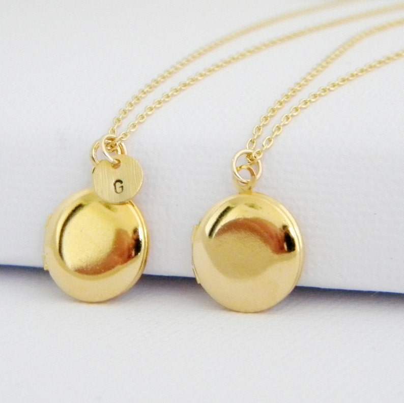 Gold Round Locket Necklace Personalized Round Locket Small Etsy Australia