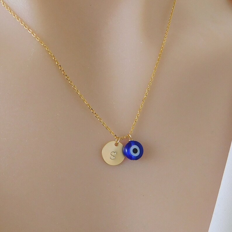 Evil Eye Necklace Personalized Blue Evil Eye Necklace Gold Etsy Australia