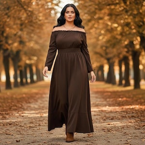 Brown Maxi Dress Modest - Etsy