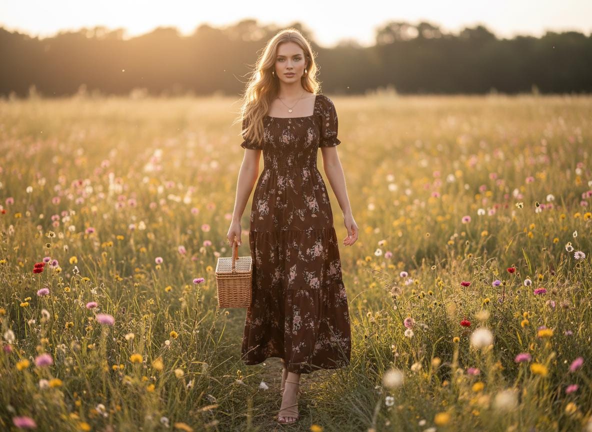 Boho Floral Midi Dress