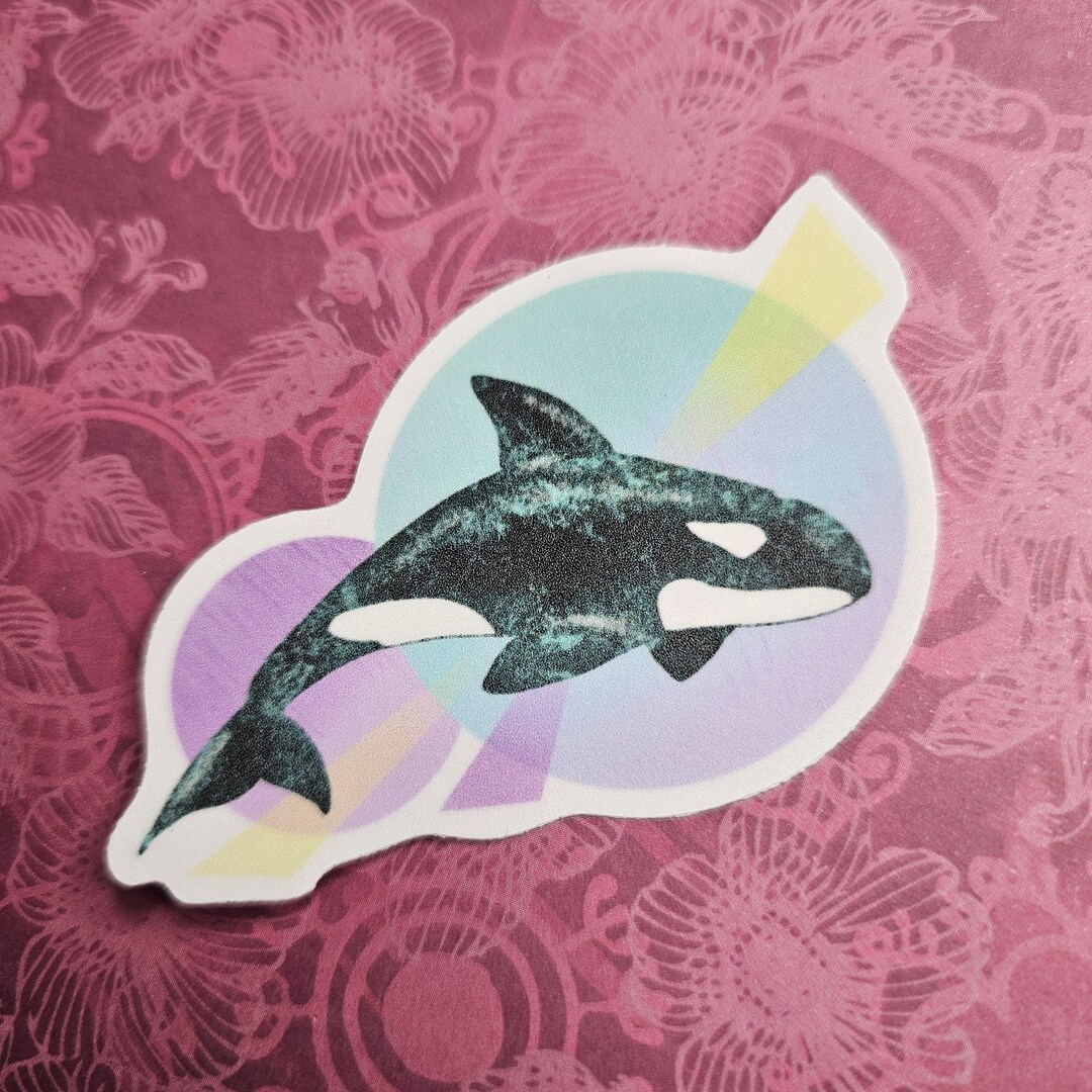 Orca Sticker – Neon Tide Orca – Synthwave Sea Creatures – Retro Ocean ...