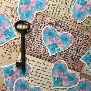 1 mermaid tail heart vinyl sticker~original artwork on a valentines heart sticker