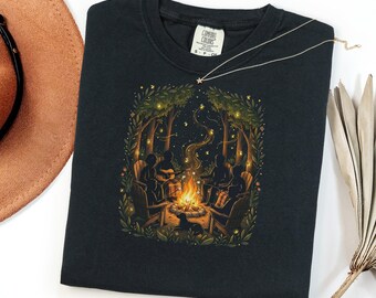 Maglietta Campfire Fireflies Comfort Colors, regalo estivo country, maglietta floreale, maglietta estetica vintage, maglietta dark academia, maglietta con lucciole