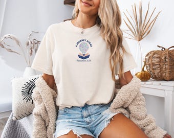 Gepensioneerd T-shirt, pensioen 2026-shirt, shirt met boekthema, nieuw hoofdstuk begint, gepensioneerd cadeau, grillig T-shirt met heteluchtballon