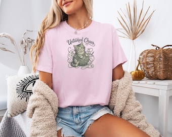 Cute Cat T-Shirt, Untamed Chaos Kitten Tee, Funny Sarcastic Cat Gift, Cottagecore Gift for Her, Comfortable Trendy Tee, Cat Owner Present
