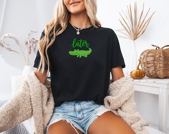 Alligator shirt, cute girl shirt, vacation summer tee, beach summer shirt, funny summer tee, vibrant graphic tee