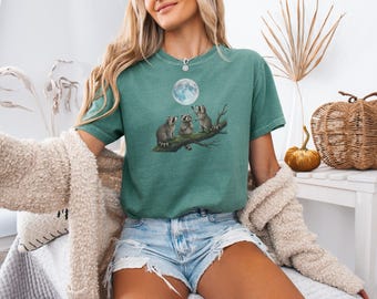 Raccoon Moon Onesie, Raccoon Onesie, Woodland Animal Baby Onesie, Cute Raccoon Kid Shirt, Whimsical Forest Nursery Gift