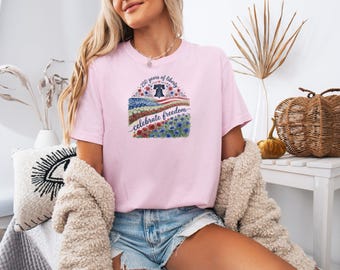 America 250 tee, 250 anniversary shirt, 1776 2026 shirt, usa 250 shirt, patriotic floral design, celebrate freedom t-shirt, watercolor art