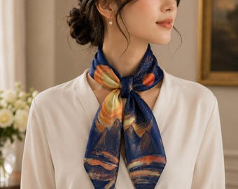 WISU Luxry Silk Scarf Korean Art Collection 90x90cm Gift for Women
