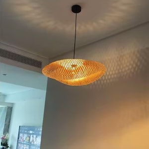 Suspension en bambou en rotin tissé, lampe suspendue vintage à LED, lustre pour salle à manger, salon, cuisine, plafonnier bohème