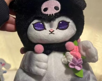 Gothic Bunny Plush with Skull Hood – Kawaii Stuffed Animal Toy (12cm)