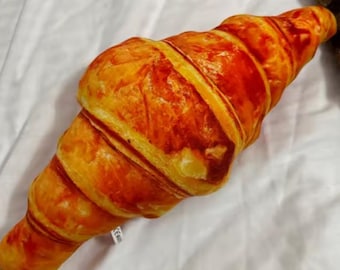 Croissant Plush Pillow | Realistic French Pastry Cushion | Bakery Decor Throw Pillow