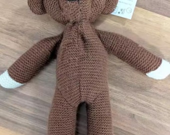 Handmade Crochet Monkey Plush – Amigurumi Stuffed Animal – Soft Knit Toy – Baby Shower Gift – Nursery Decor 25cm