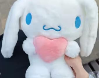 White Puppy Plush Toy Holding Pink Heart – Soft Stuffed Animal Companion