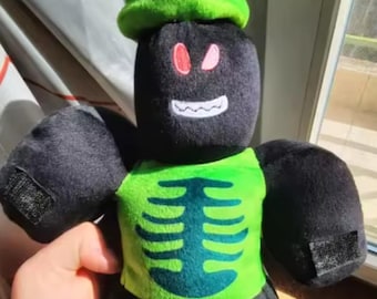 Green Skeleton Plush Doll | Creepy Cute Monster Plushie | Gothic Stuffed Toy | Spooky Halloween Plush | Handmade Collectible Gift 28cm