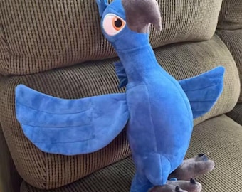 Peluche de loro azul – Suave animal de peluche tropical – 35 cm, compañero ideal para abrazar