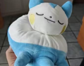 Blue Sleeping Cat Plush Toy – Chubby Kawaii Kitty Stuffed Animal Desk Buddy 25CM