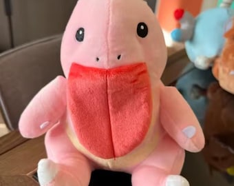 Pink Plush Toy | Tongue-Out Kawaii Stuffed Animal, Pastel Cuddly Friend 18cm