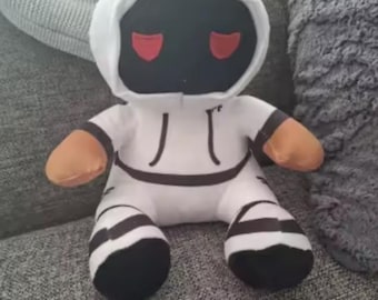Shadow Hoodie Plush – Faceless Doll, Dark Soft Toy, White Outfit 25cm