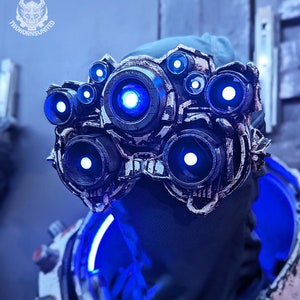 Hivem1nd 2.0 - Cyberpunk multi-eye ULTRA BRIGHT LED original design glowing techwear post-apoc dystopian goggles