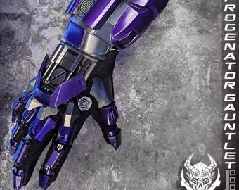 Progenitor Arm Augmentation - Cyberpunk Light Up LED Original Design leuchtende Techwear futuristische dystopische Armschiene mit Handschuh Rüstungshandschuh