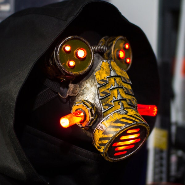 Deconstructor - light up LED Cyberpunk apocalyptic dystopian respirator mask and goggle set