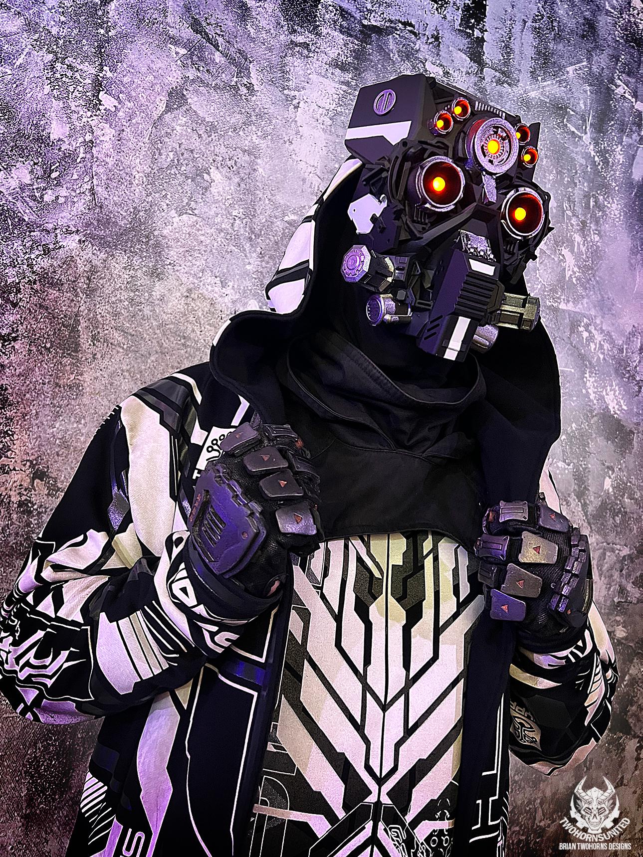 Void Runner Gas Mask - Cybernetic Techwear Bright LED