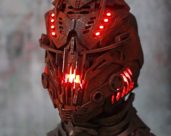 Rust demon -  Cyberpunk post apocalyptic slumtech faceplate mask prop - scifi original design headwear