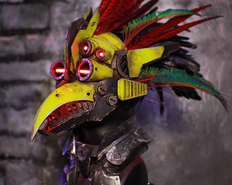 Guardian of Thoth Tribaltech original design one of a kind scifi mask/headdress and neck armor