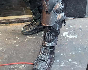 THUtech cyberpunk assault boot armor and shin guards - Weathered flat black - size large techwear industrial rivethead leg armor/shoe plates