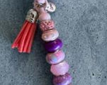 Pink Galaxy badge holder with metal love tag