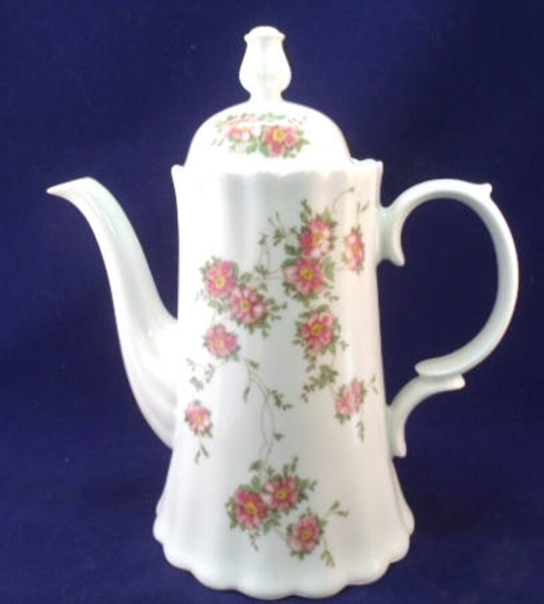 Wunsiedel Bavaria Tall Coffee Pot and Lid White With Pink Etsy